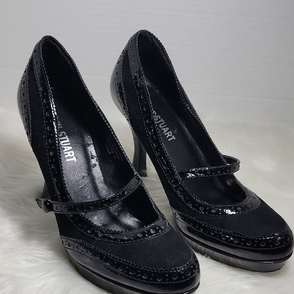 Colin Stuart Black Patent Leather Baby Doll Heels Size 7.5